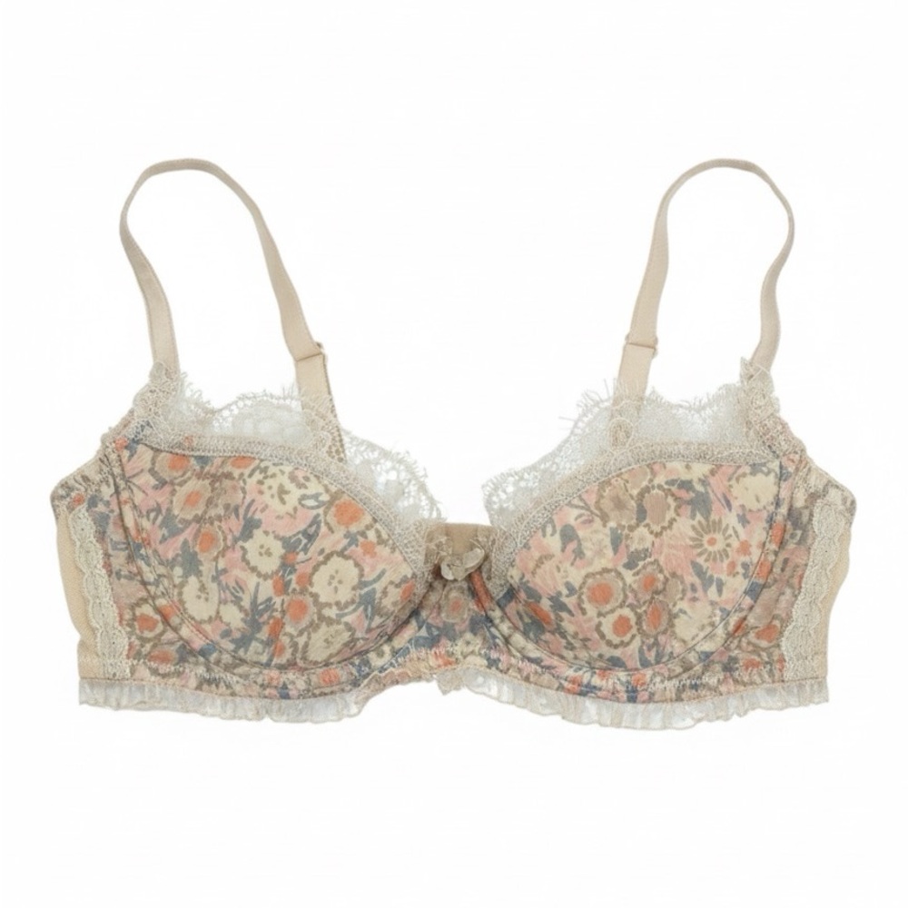 Mimi Holliday silk Lace Bra in Cream and Tan